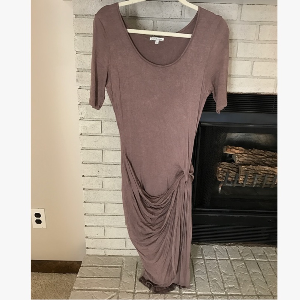 Side Knot Ruched Midi Dress